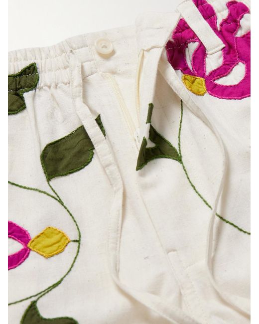 Kardo Pink Embroidered Appliquéd Cotton Drawstring Shorts for men
