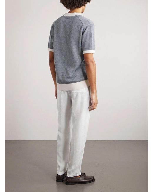 Altea White Mattia Straight-leg Linen Drawstring Trousers for men