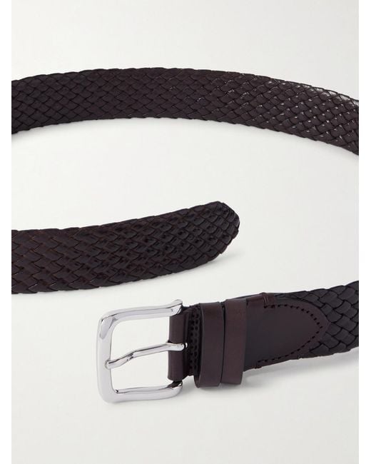 Mr P. Black Luxe 3.5Cm Woven Leather Belt for men
