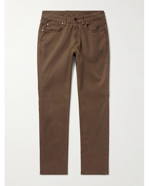 Boglioli Brown Slim-fit Straight-leg Cotton-blend Twill Trousers for men