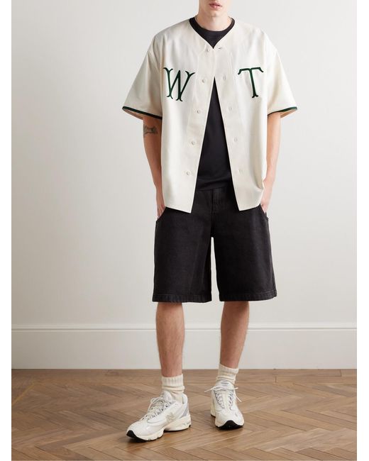(w)taps Natural Logo-Appliquéd Slub Cotton Shirt for men