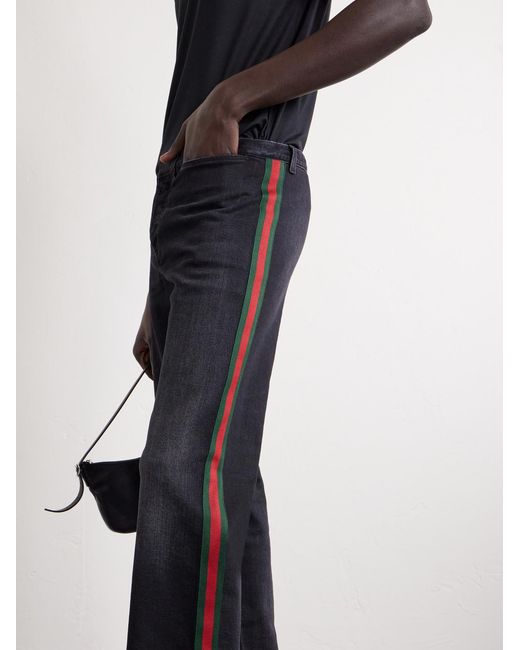 Gucci Blue Wide-Leg Striped Cotton-Blend Trousers for men