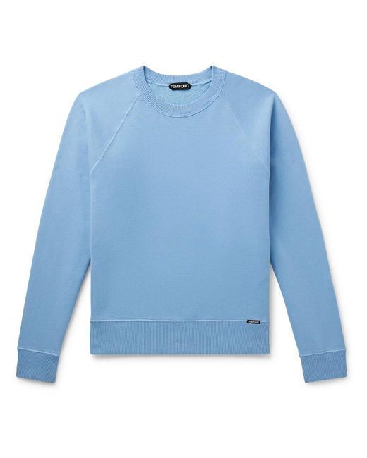 Tom Ford Blue Slim-fit Garment-dyed Cotton-jersey Sweatshirt for men