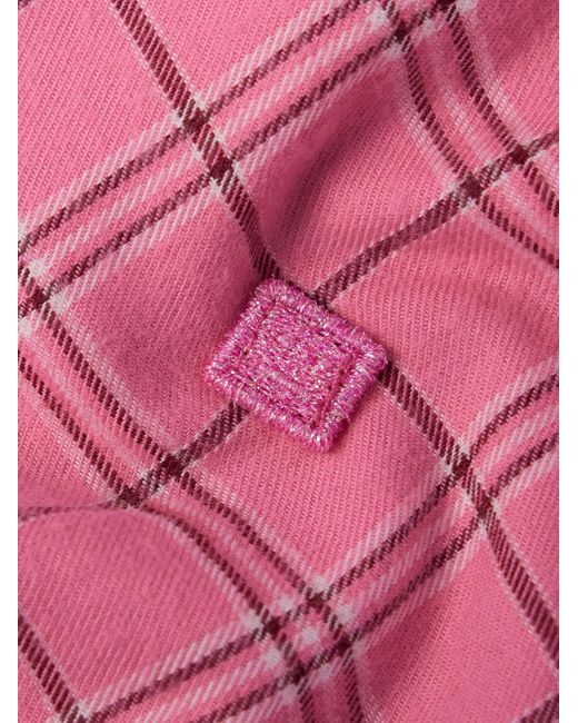 Acne Pink Sarlie Logo-Appliquéd Checked Cotton-Flannel Shirt for men