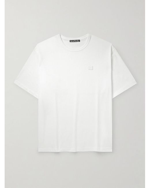 Acne White Exford Logo-appliquéd Cotton-jersey T-shirt for men