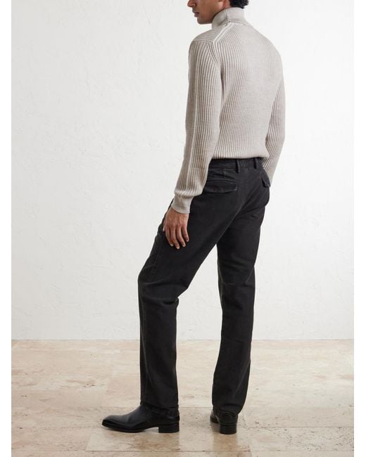Massimo Alba Black Ionio2 Straight-Leg Cotton Trousers for men
