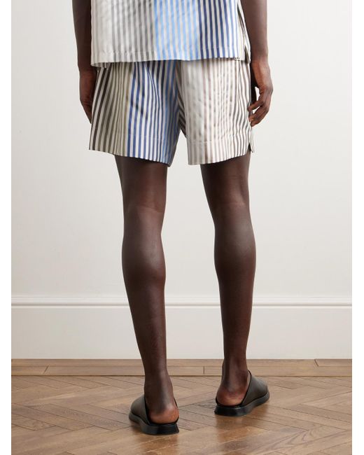 4SDESIGNS Natural Activity Straight-leg Striped Silk-faille Shorts for men