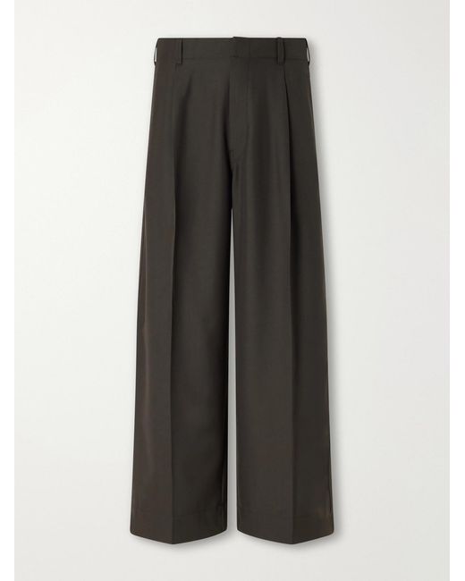 Lemaire Brown Straight-Leg Pleated Woven Trousers for men