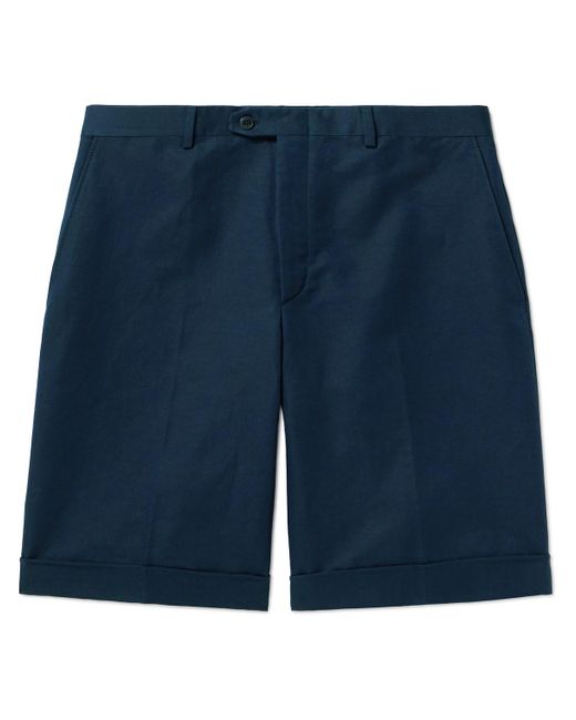 Brioni Blue Lerici Straight-leg Linen And Cotton-blend Shorts for men
