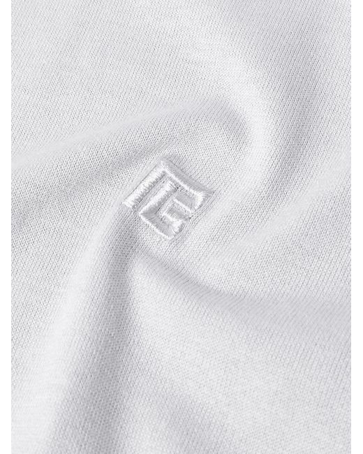 Balmain Polohemd aus einer Seidenmischung mit Logostickerei in White für Herren