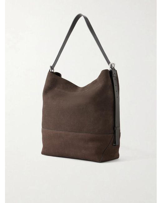 Lemaire Brown Belted Nubuck Leather Tote Bag for men