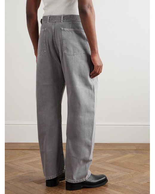 Jeans A Gamba Larga Con Cintura Twisted di Lemaire in Gray da Uomo