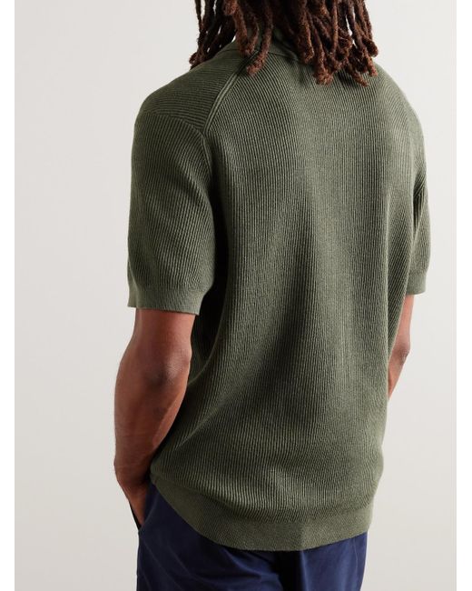NN07 Green Hansie 6600 Ribbed Organic Cotton Polo Shirt for men