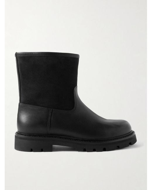Loro Piana Suilven Walk Stiefel aus Leder und Veloursleder mit Shearling-Futter in Black für Herren