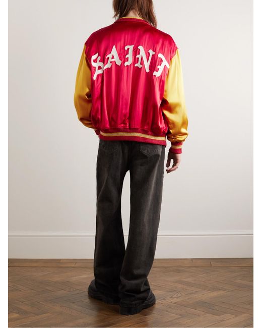 SAINT Mxxxxxx Logo-embroidered Appliquéd Satin Bomber Jacket for men