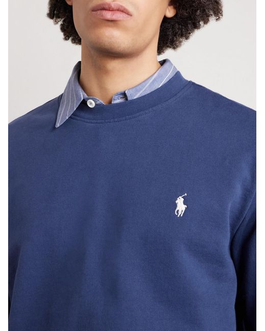Polo Ralph Lauren Blue Logo-Embroidered Cotton-Jersey Sweatshirt for men