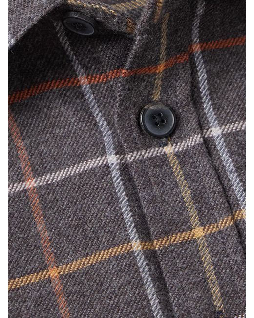 Portuguese Flannel Gray Log Checked Organic Cotton-flannel Shirt for men