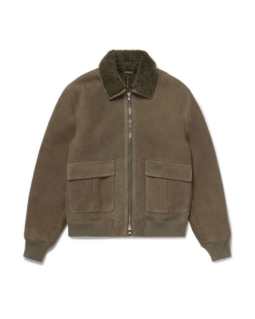 Mr P. Brown Shearling Bomber Jacket for men