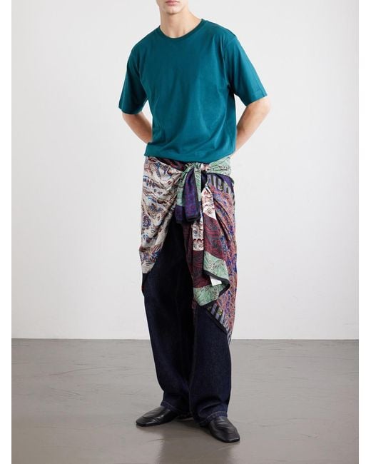 Dries Van Noten Blue Hertz Cotton-Jersey T-Shirt for men