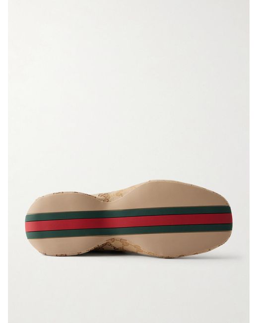 Gucci Natural Manhattan Web-Trimmed Gg-Canvas Sneakers for men