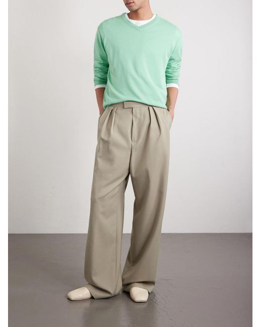 Cashmere And Silk-Blend Sweater di Auralee in Green da Uomo