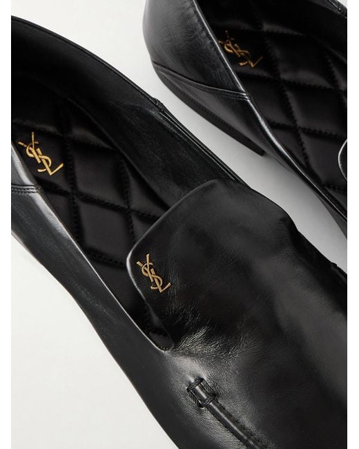 Saint Laurent Black Alain Leather Loafers for men
