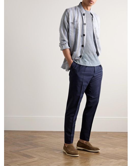 Altea Blue Linen And Cotton-blend Jersey T-shirt for men
