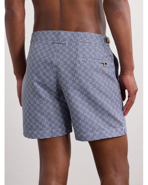 Orlebar Brown Blue Bulldog Straight-Leg Mid-Length Printed Swim Shorts for men