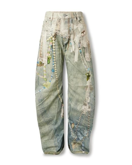 Acne Blue 2006 Wide-leg Printed Jeans for men