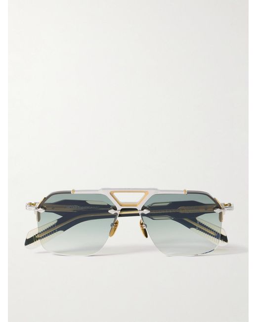 Jacques Marie Mage Black Silverton Aviator-style Acetate And Gold-tone Sunglasses for men