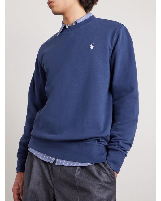 Polo Ralph Lauren Blue Logo-Embroidered Cotton-Jersey Sweatshirt for men
