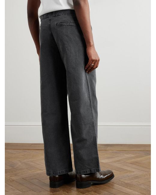 Our Legacy Gray Stern Straight-Leg Belted Cotton And Linen-Blend Canvas Trousers for men