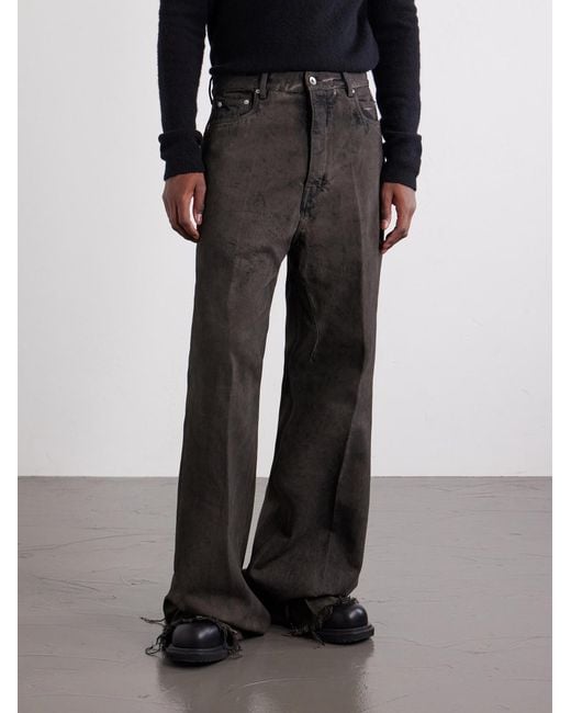 Rick Owens Black Bolan Flared Frayed Jeans for men