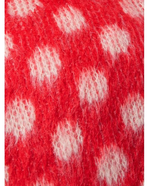 Marni Red Dingyun Zhang Polka-Dot Brushed-Knit Down Rollneck Sweater for men