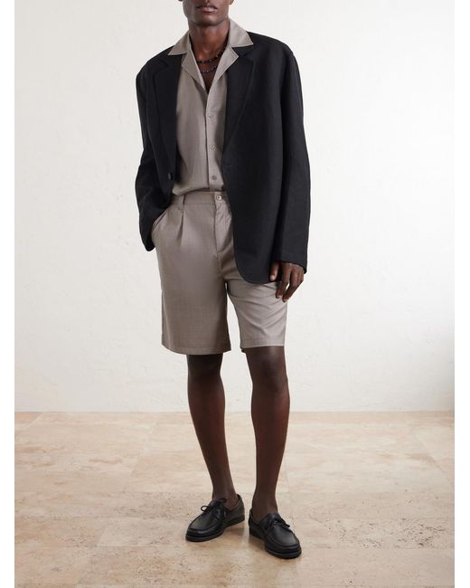 Frescobol Carioca Gray Serano Pleated Wool Shorts for men