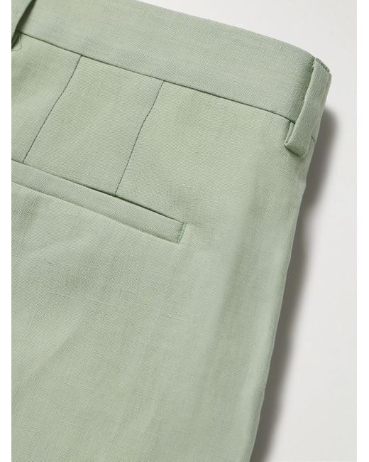 Pantaloni a gamba affusolata in lino di Paul Smith in Green da Uomo