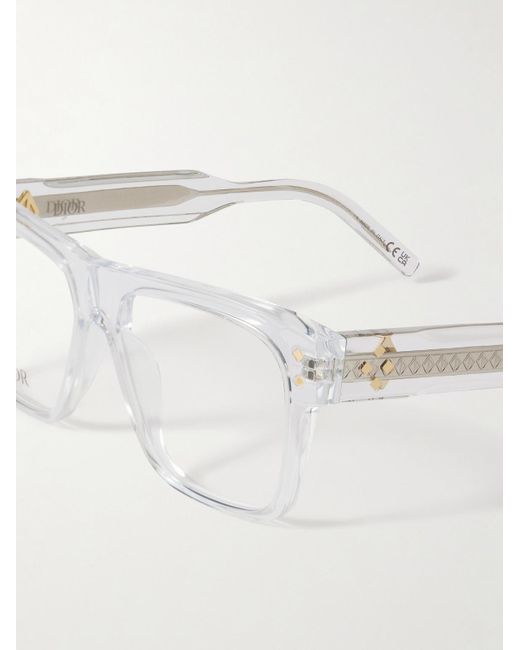 Dior Natural Cd Diamondo S6I Transparent Square Acetate Glasses for men