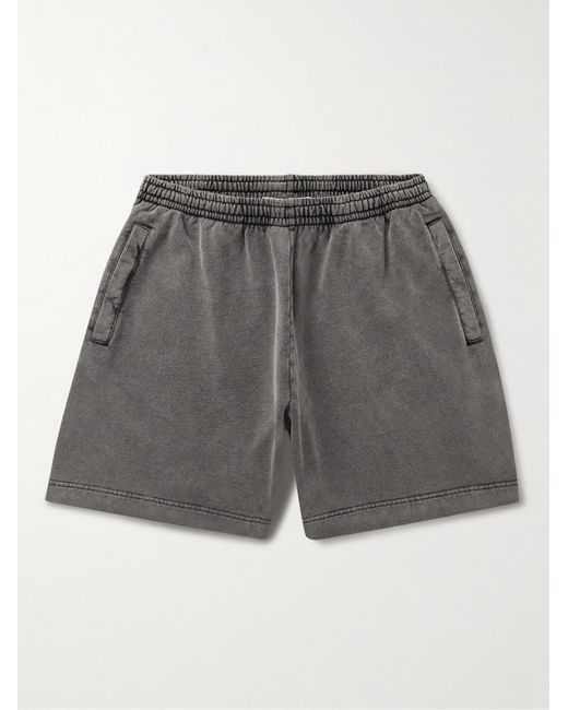 Acne Gray Rego Straight-leg Logo-appliquéd Cotton-jersey Shorts for men