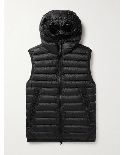 C P Company Black Quilted Shell Hooded Down Gilet for men