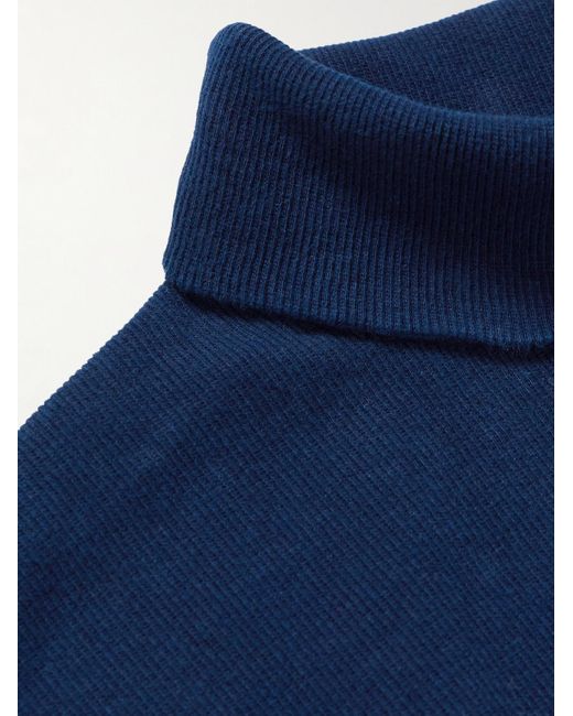 Maglia in jersey di misto cotone a coste tinta indaco di Blue Blue Japan in Blue da Uomo
