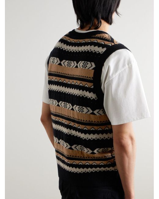 MANAAKI Ärmelloser Pullover aus Jacquard-Strick aus einer Merinowoll-Kaschmirmischung in Black für Herren