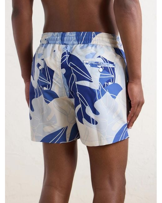 Frescobol Carioca Blue Rio Straight-leg Mid-length Printed Recycled Swim Shorts for men