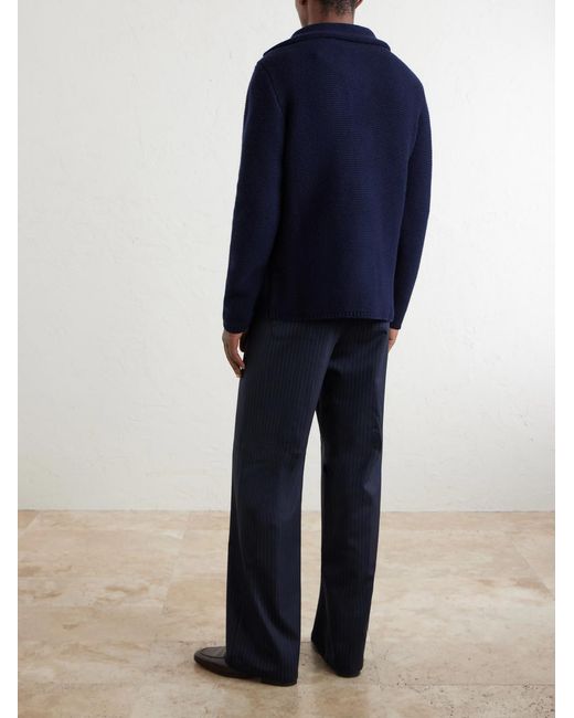 Altea Blue Knitted Virgin Wool Blazer for men