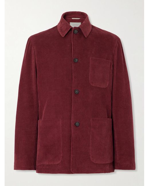 Canali Red Cotton-Corduroy Overshirt for men