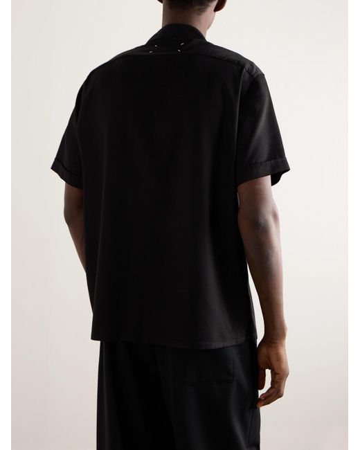 Camicia in twill con colletto aperto di Maison Margiela in Black da Uomo