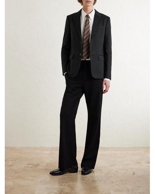 Gucci Black Slim-Fit Logo-Jacquard Cotton-Blend Blazer for men
