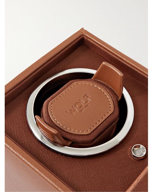 Wolf Brown Cub Full-Grain Vegan Single Watch Winder With Cover for men