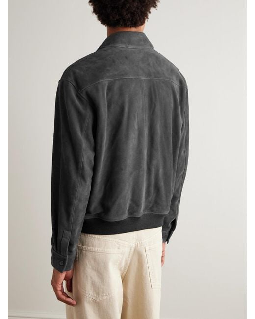 FRAME Gray Suede Bomber Jacket for men