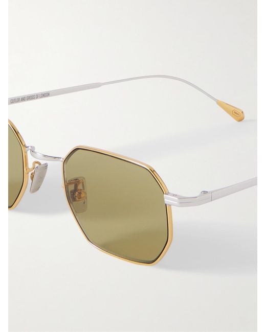 Cutler & Gross Natural Octagon-Frame-Tone And Rhodium Sunglasses for men