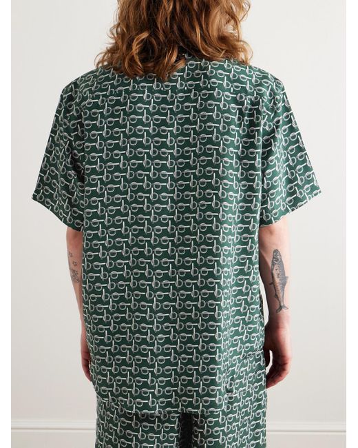 Camicia in seta di gelso stampata di Burberry in Green da Uomo